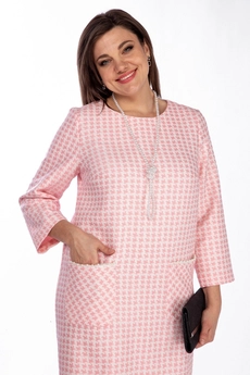 *Платье 2114 розовый + белый Michel Chic
