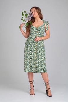 Платье 2130 зеленый + цветы Michel Chic