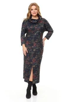 Платье 2145 графит + цветы Michel Chic