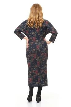 Платье 2145 графит + цветы Michel Chic