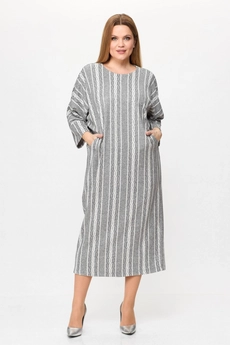 Платье 2157 серый + белый Michel Chic