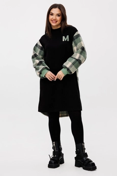 Платье 2159 зеленый + клетка Michel Chic