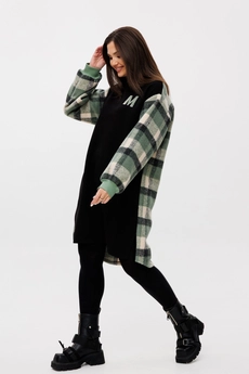 Платье 2159 зеленый + клетка Michel Chic