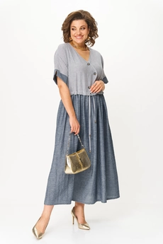 Платье 2181 джинс+ полоска Michel Chic