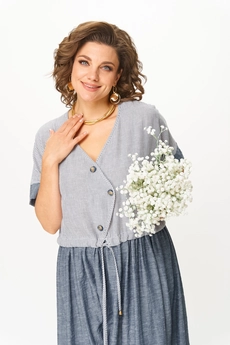 Платье 2181 джинс+ полоска Michel Chic