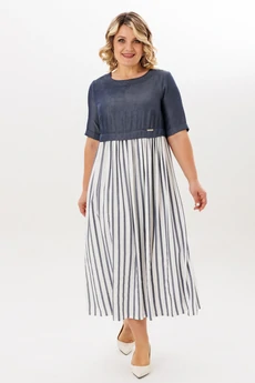 Платье 2197 деним + полоска Michel Chic