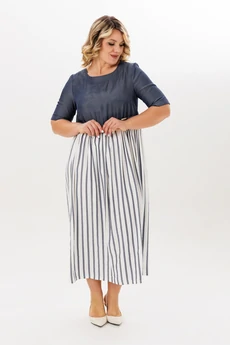 Платье 2197 деним + полоска Michel Chic