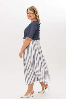 Платье 2197 деним + полоска Michel Chic