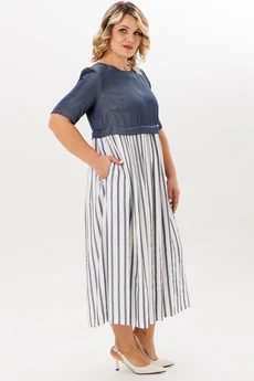 Платье 2197 деним + полоска Michel Chic