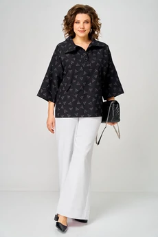 Блузка 786 черный + зонтик Michel Chic
