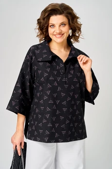 Блузка 786 черный + зонтик Michel Chic