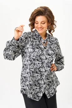 Блузка 796 черно-белый + розы Michel Chic