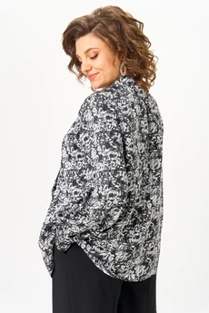 Блузка 796 черно-белый + розы Michel Chic