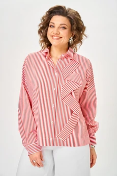 Блузка 798 полоска красная Michel Chic
