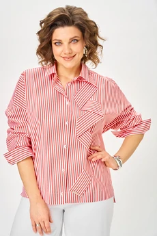Блузка 798 полоска красная Michel Chic