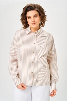 Блузка 798 полоска бежевая Michel Chic