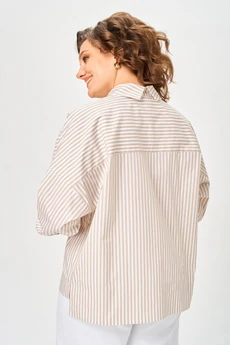 Блузка 798 полоска бежевая Michel Chic