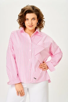 Блузка 798 полоска розовая Michel Chic