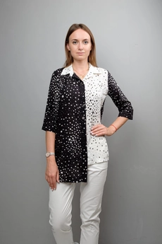 Блузка 1037 черно-белый Mita Fashion