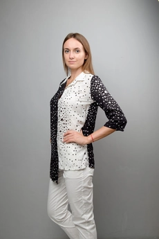 Блузка 1037 черно-белый Mita Fashion
