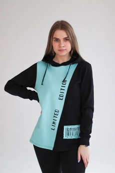 Туника 1157 черно-бирюзовый Mita Fashion