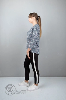 Джемпер 361 голубой+принт Mita Fashion