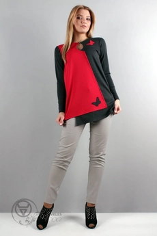 Туника 889 красный+серый Mita Fashion