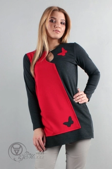 Туника 889 красный+серый Mita Fashion