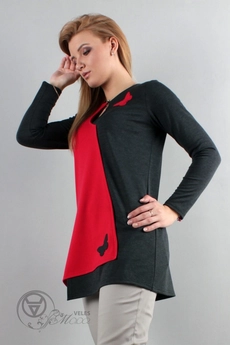 Туника 889 красный+серый Mita Fashion