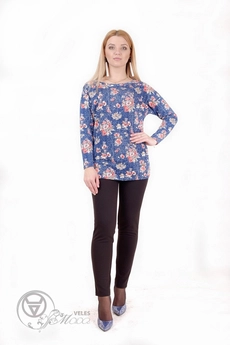 Туника 913 синий+крупные цветы Mita Fashion