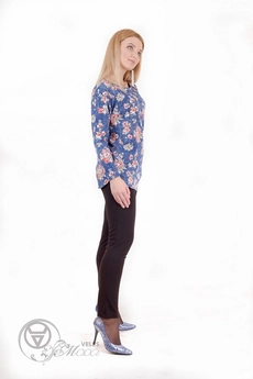 Туника 913 синий+крупные цветы Mita Fashion
