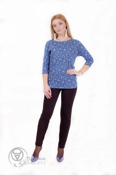 Туника 913 синий+мелкие цветы Mita Fashion