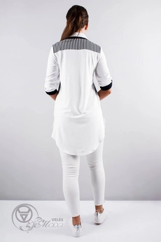 Туника 933 белый+синяя полоска Mita Fashion