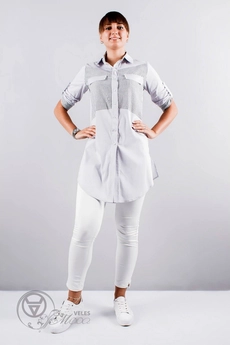Туника 933 белый+серая полоска Mita Fashion