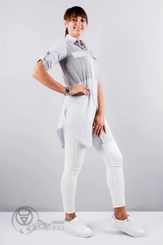 Туника 933 белый+серая полоска Mita Fashion