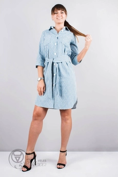 Туника 941 голубой+полоска Mita Fashion