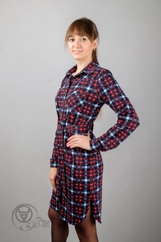 Платье 941а голубая клетка Mita Fashion