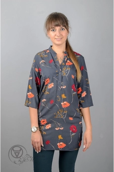 Туника 950 серый+цветы Mita Fashion