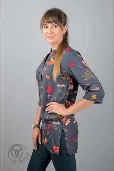 Туника 950 серый+цветы Mita Fashion