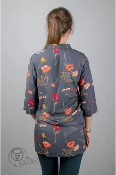 Туника 950 серый+цветы Mita Fashion