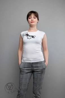 Майка 992 белый+цветок Mita Fashion