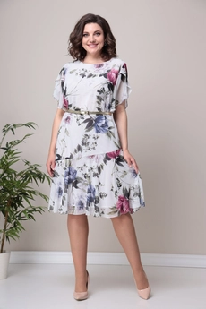 *Платье 2321 молочный + фиолет Moda-Versal