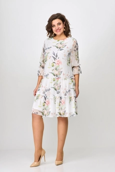 Платье 2328 молочный + цветы Moda-Versal