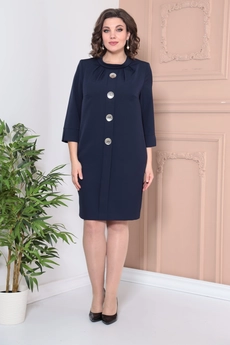 Платье 2364 темно-синий + пуговицы серебро Moda-Versal