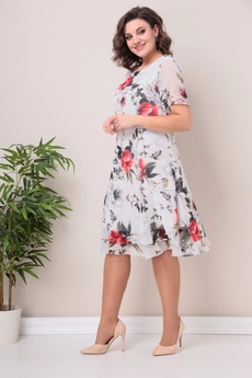 Платье 2383 молочный красный Moda-Versal