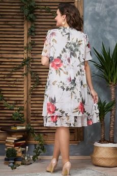 *Платье 2388 молочный + коралл Moda-Versal