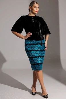 Костюм с юбкой 25-2623 бирюзовый Мода-Юрс