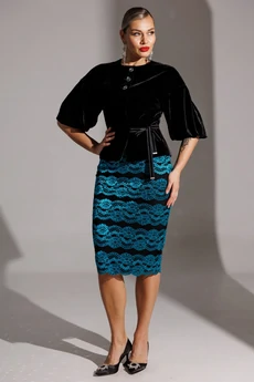 Костюм с юбкой 25-2623 бирюзовый Мода-Юрс