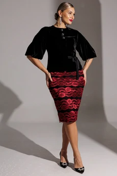 Костюм с юбкой 25-2623 красный Мода-Юрс