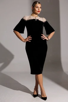 Платье 25-2874 черный + бежевый Мода-Юрс